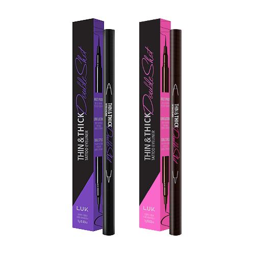 LUK THIN & THICK DULLE SHOT TATTOO EYELINER Black & Brown Make-up BEST